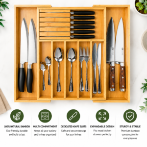Expandable Bamboo Drawer Organizer